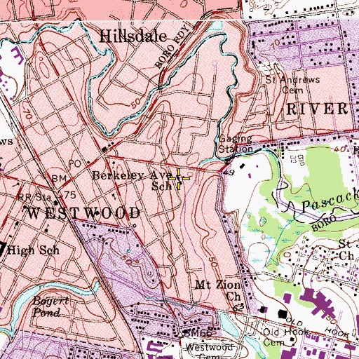 Topographic Map of Berkeley Avenue Elementary School, NJ