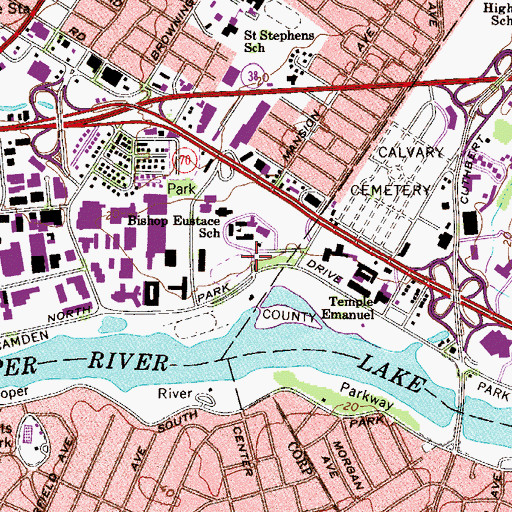 Topographic Map of Bishop Eustace Preparatory School, NJ