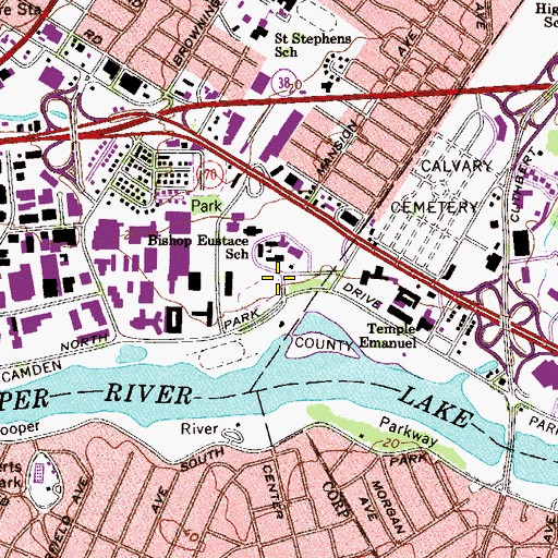 Topographic Map of Bishop Eustace Preparatory School, NJ