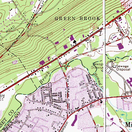 Topographic Map of Bound Brook, NJ