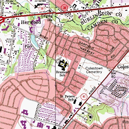 Topographic Map of Brainerd School, NJ