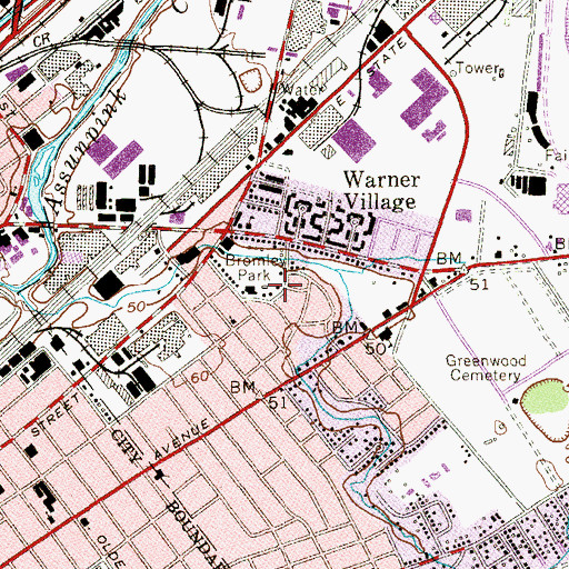 Topographic Map of Bromley Park, NJ