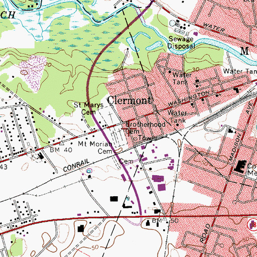 Topographic Map of Brotherhood Cemetery, NJ