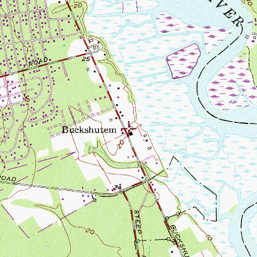 Topographic Map of Buckshutem, NJ