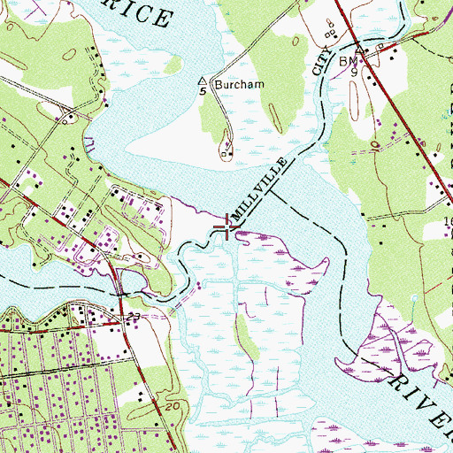 Topographic Map of Buckshutem Creek, NJ