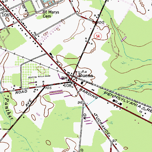 Topographic Map of Buena, NJ