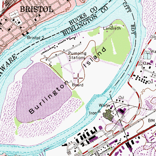 Topographic Map of Burlington Island, NJ