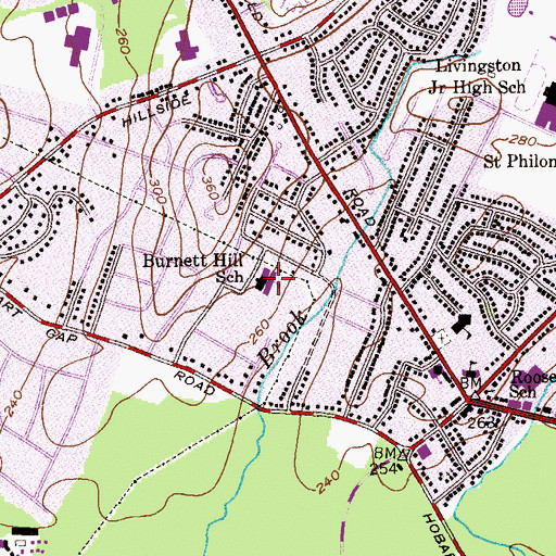 Topographic Map of Burnet Hill Elementary School, NJ