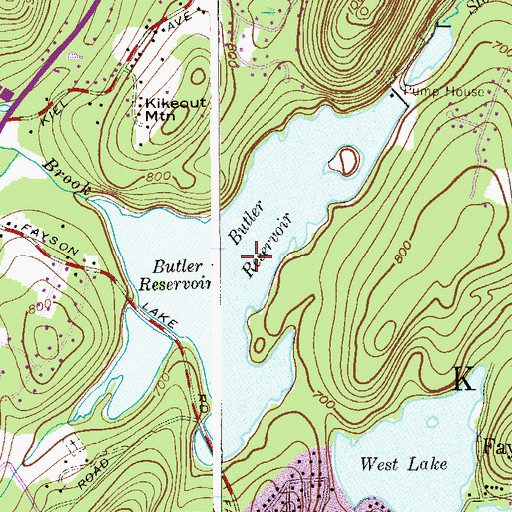 Topographic Map of Butler Reservoir, NJ