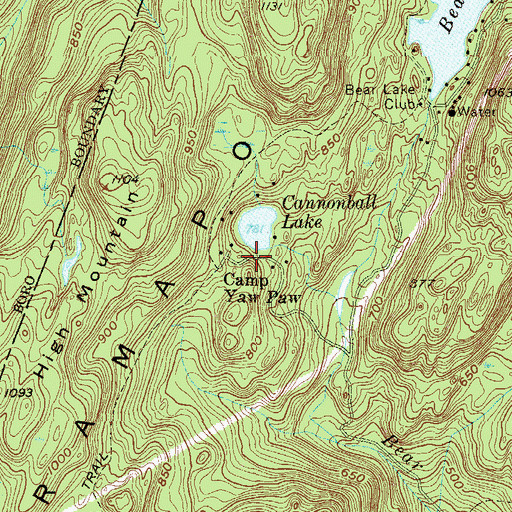Topographic Map of Camp Yaw Paw, NJ