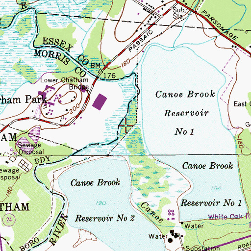 Topographic Map of Canoe Brook, NJ