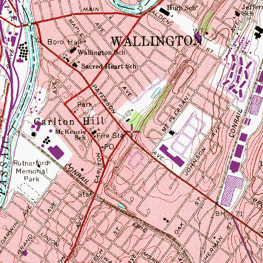 Topographic Map of Carlton Hill, NJ