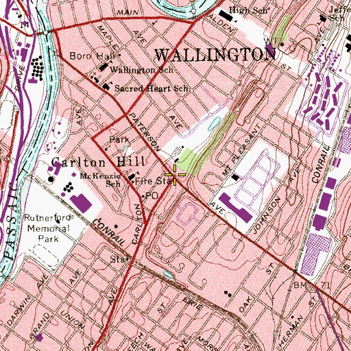 Topographic Map of Carlton Hill, NJ