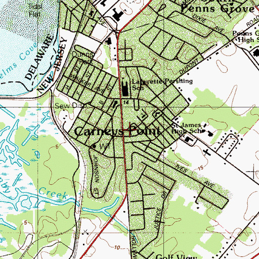 Topographic Map of Carneys Point, NJ