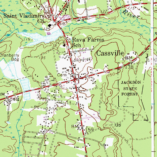 Topographic Map of Cassville, NJ