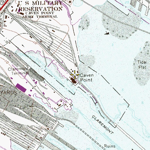 Topographic Map of Caven Point, NJ