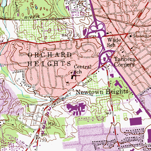 Topographic Map of Central Elementary School, NJ