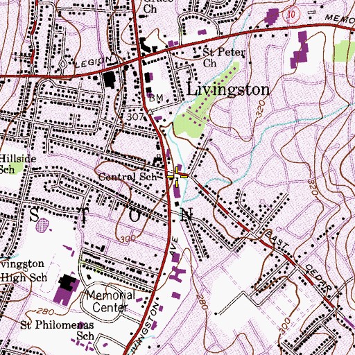 Topographic Map of Central School, NJ