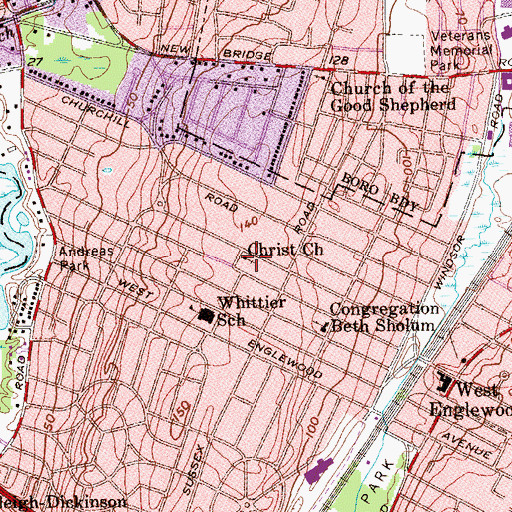 Topographic Map of Christ Episcopal Church, NJ