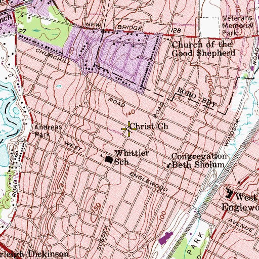 Topographic Map of Christ Episcopal Church, NJ
