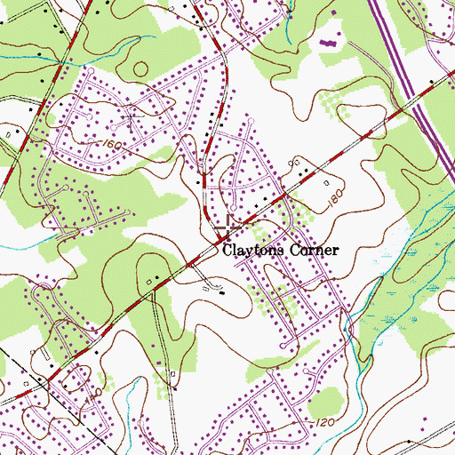 Topographic Map of Claytons Corner, NJ