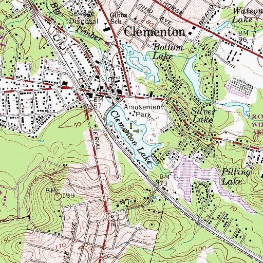 Topographic Map of Clementon Lake, NJ