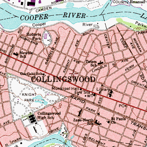 Topographic Map of Collingswood, NJ