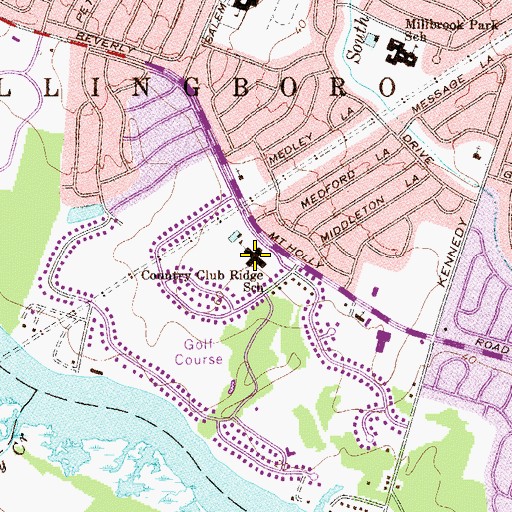 Topographic Map of Country Club Ridge School, NJ