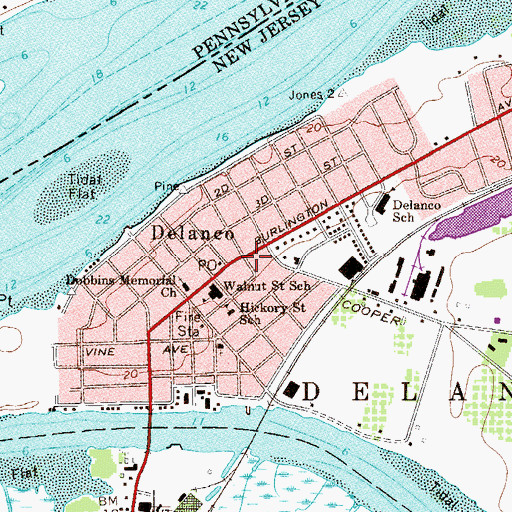 Topographic Map of Delanco, NJ