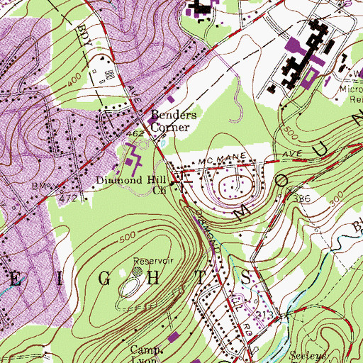 Topographic Map of Diamond Hill Church, NJ