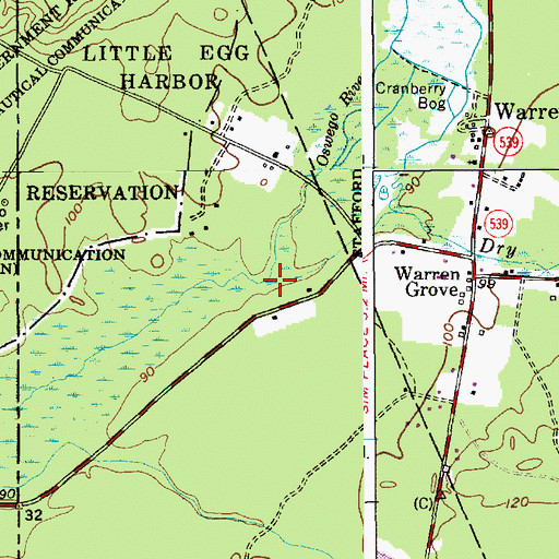 Topographic Map of Dry Branch, NJ