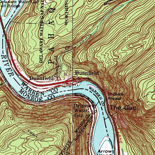Topographic Map of Dunnfield, NJ