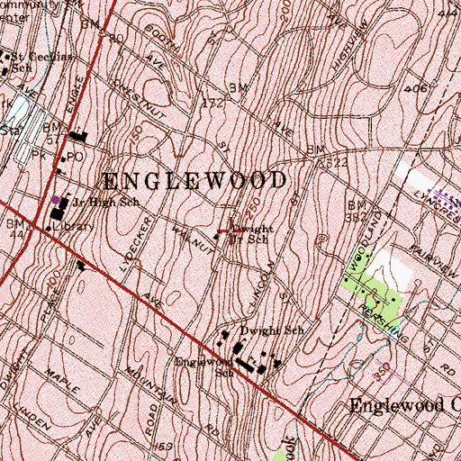 Topographic Map of Dwight Junior School, NJ