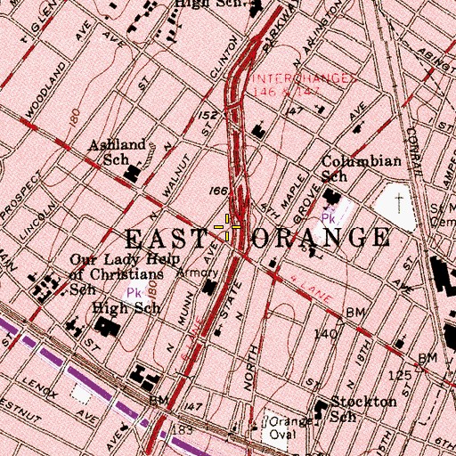 Topographic Map of East Orange, NJ