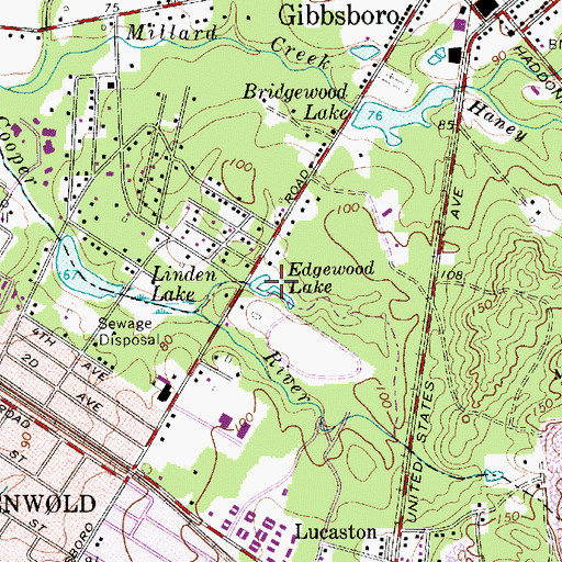 Topographic Map of Edgewood Lake, NJ