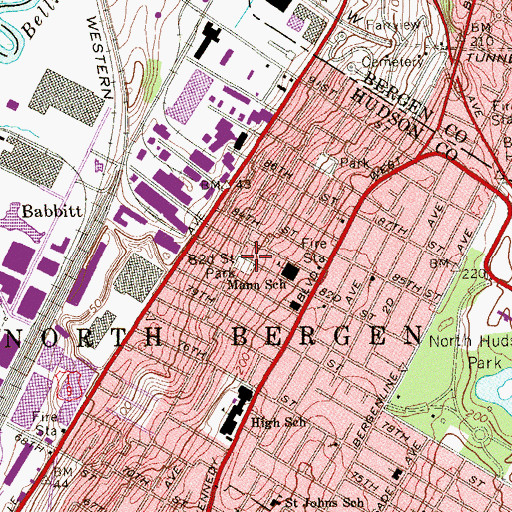 Topographic Map of Eightysecond Street Park, NJ