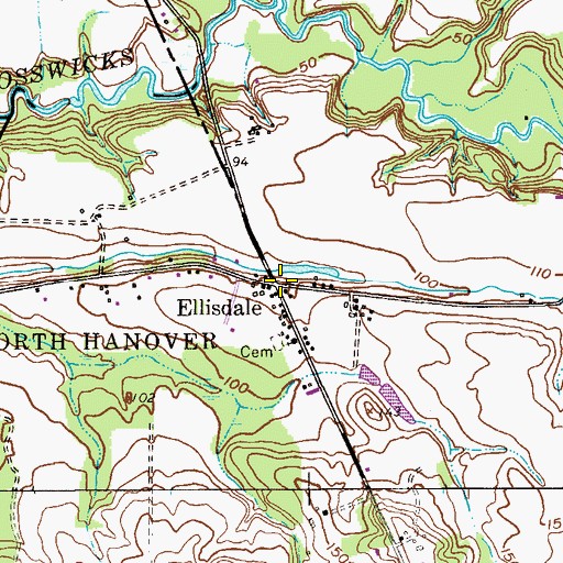Topographic Map of Ellisdale, NJ