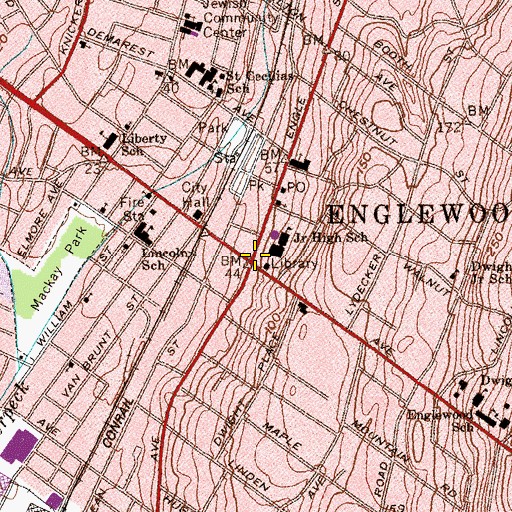 Topographic Map of Englewood, NJ