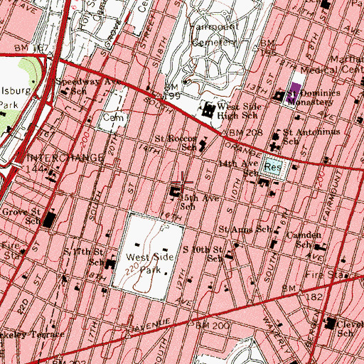 Topographic Map of Fifteenth Avenue Elementary School, NJ