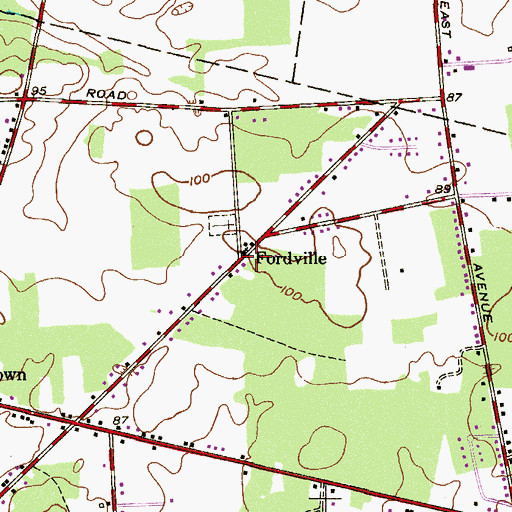 Topographic Map of Fordville, NJ