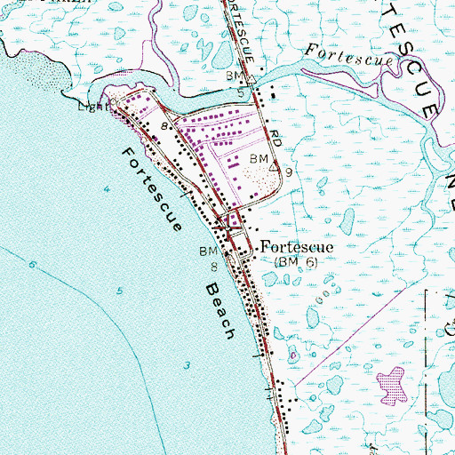 Topographic Map of Fortescue, NJ