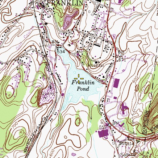 Topographic Map of Franklin Pond, NJ