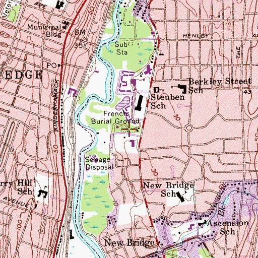 Topographic Map of French Huguenot  Demarest Cemetery, NJ