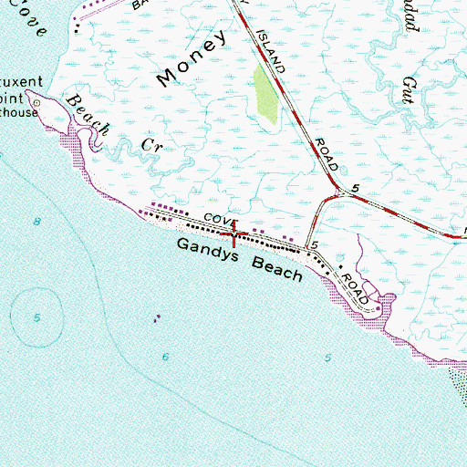 Topographic Map of Gandys Beach, NJ