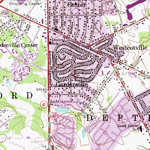 Topographic Map of Gardenville, NJ