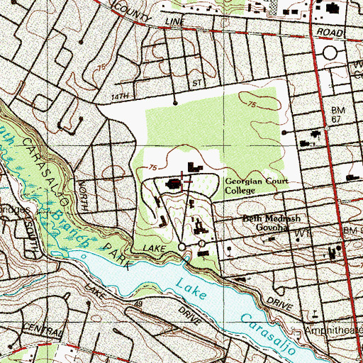 Topographic Map of Georgian Court University, NJ