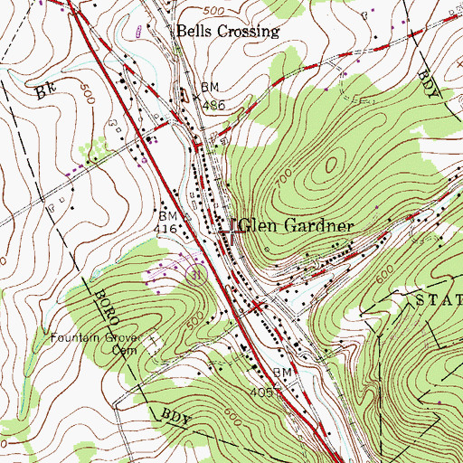 Topographic Map of Glen Gardner, NJ