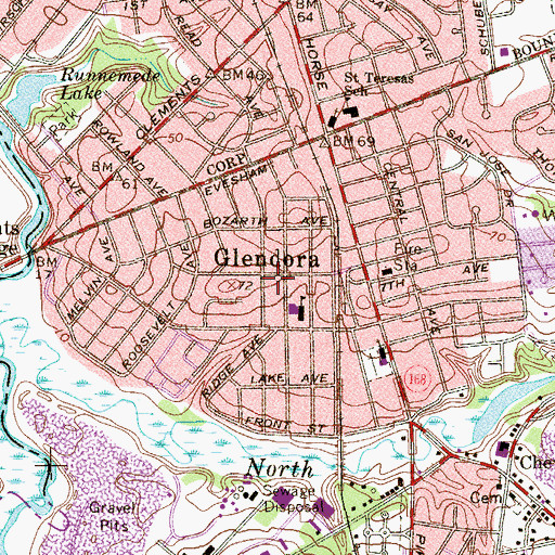 Topographic Map of Glendora, NJ