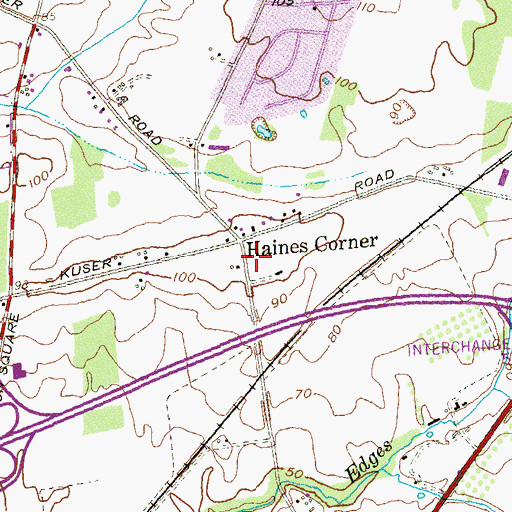 Topographic Map of Haines Corner, NJ