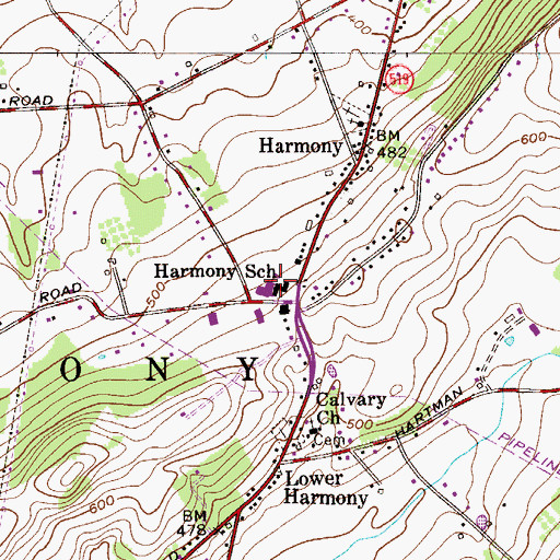 Topographic Map of Harmony Township Elementary School, NJ